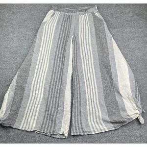 Luukaa Boho Lagenlook Hoolah Linen Palazzo Gypsy Layered Striped Pants Womens 10